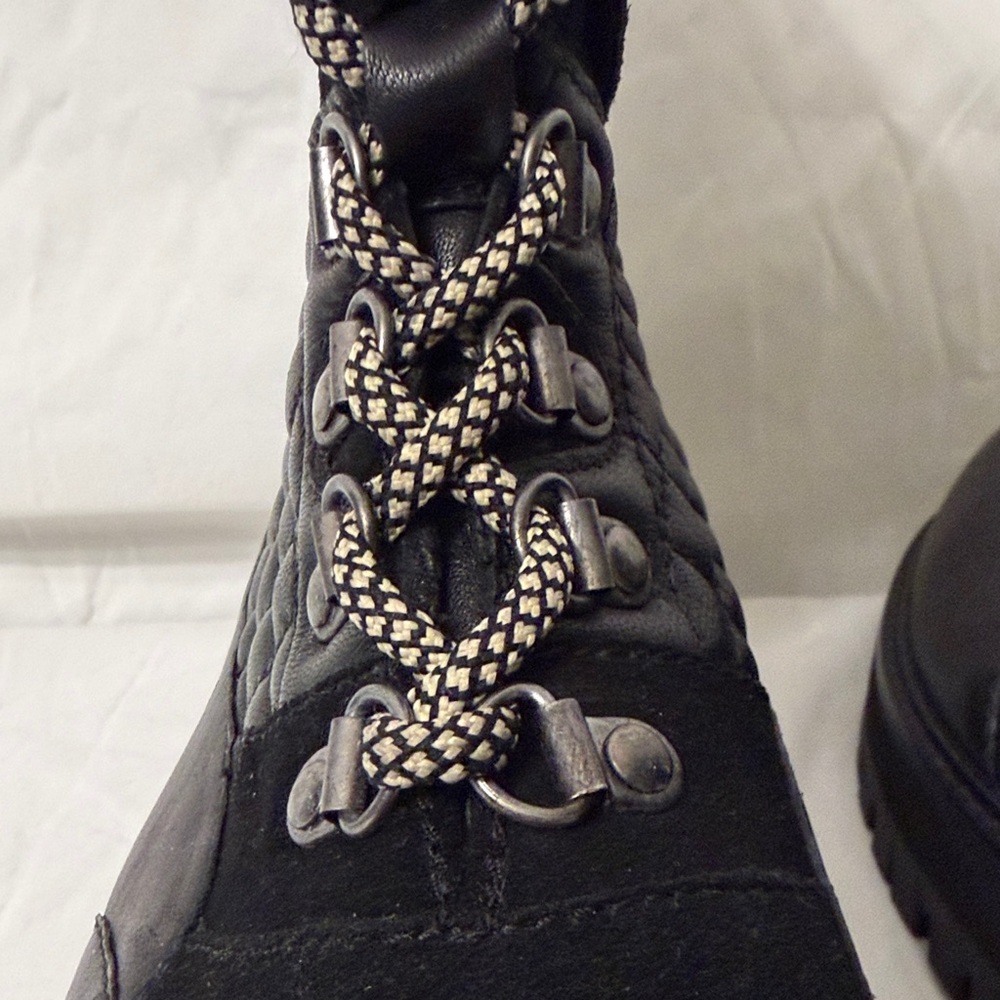 Black Quilted Combat Boots - Picture 6 of 12